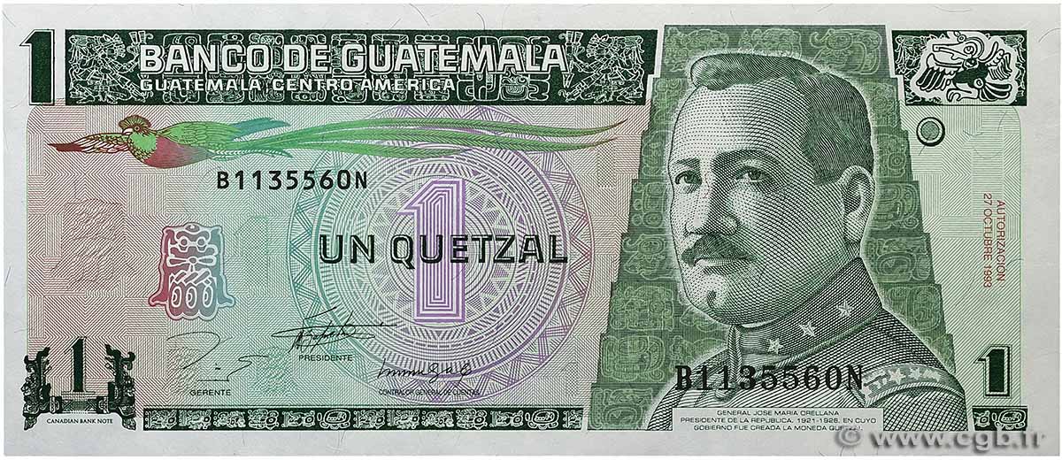 1 Quetzal GUATEMALA  1993 P.087a SPL