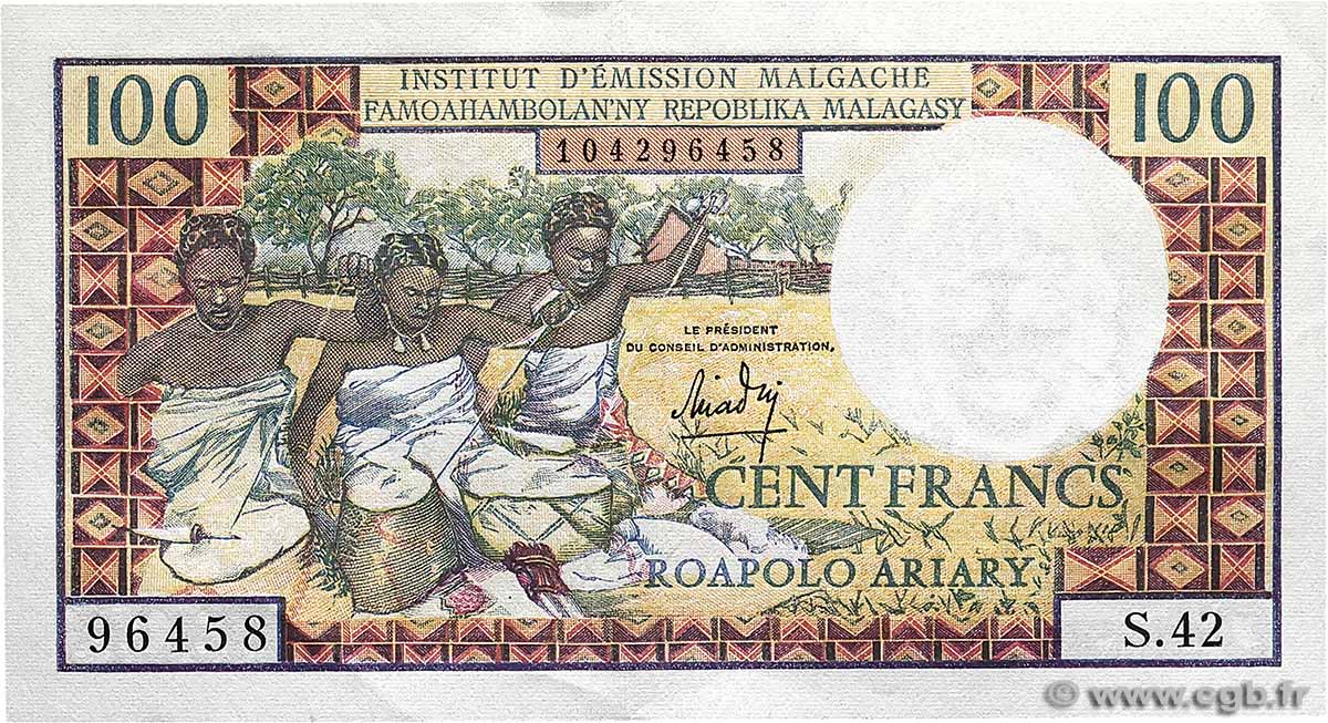 100 Francs - 20 Ariary MADAGASCAR  1966 P.057a SUP+