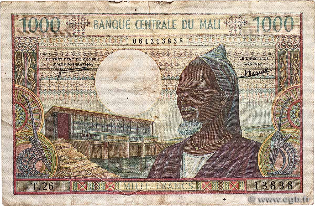 1000 Francs MALI  1970 P.13d q.MB