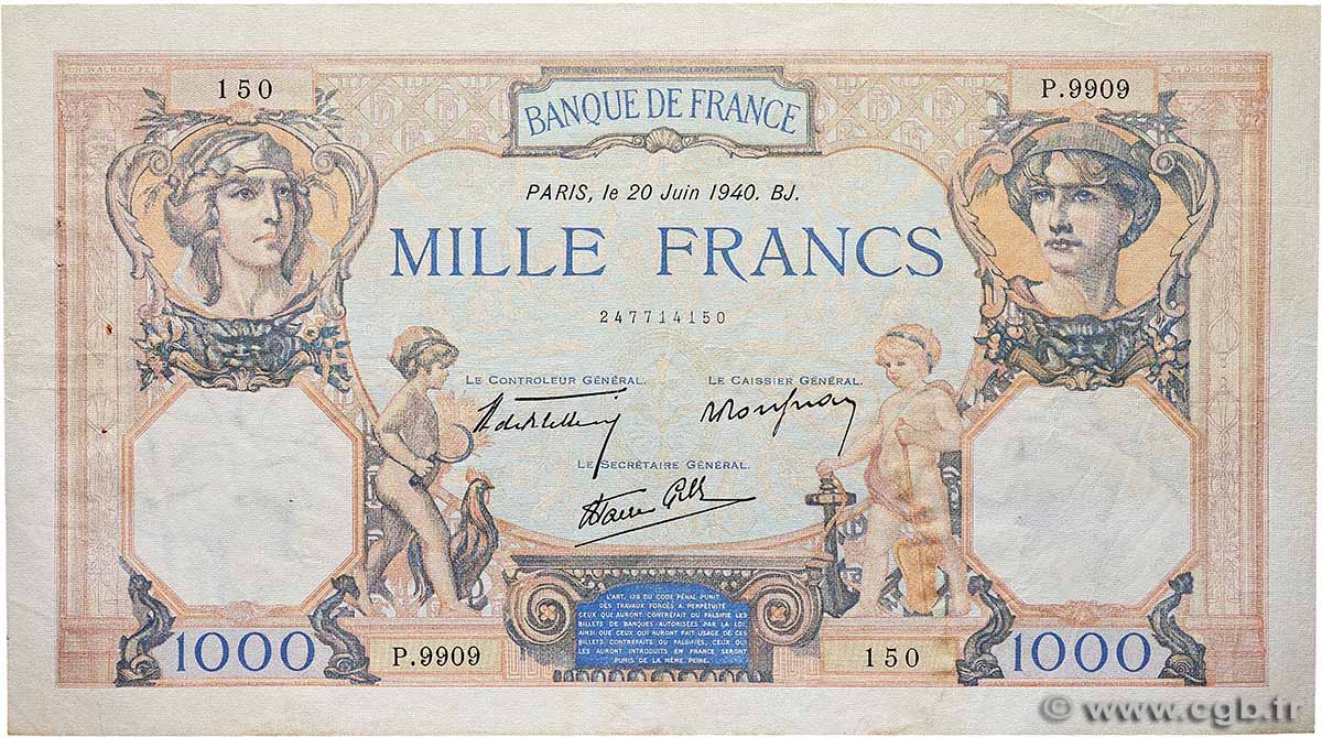 1000 Francs CÉRÈS ET MERCURE type modifié FRANCE  1940 F.38.49 VF+