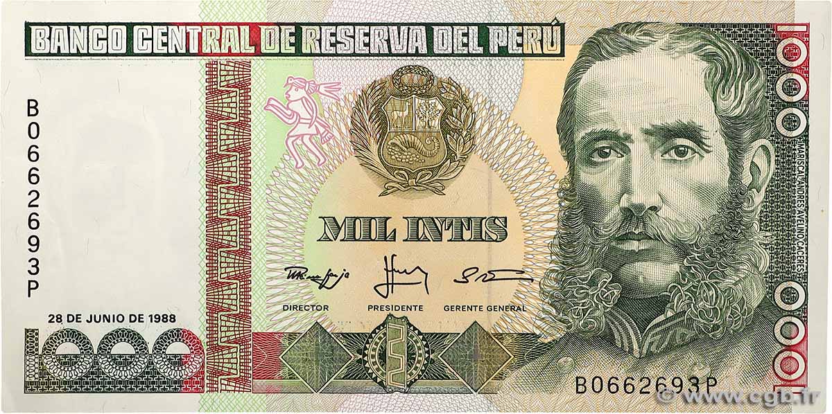 1000 Intis PERU  1988 P.136b UNC-