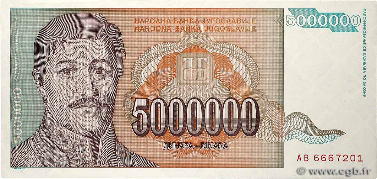 5000000 Dinara YOUGOSLAVIE  1993 P.132 pr.NEUF