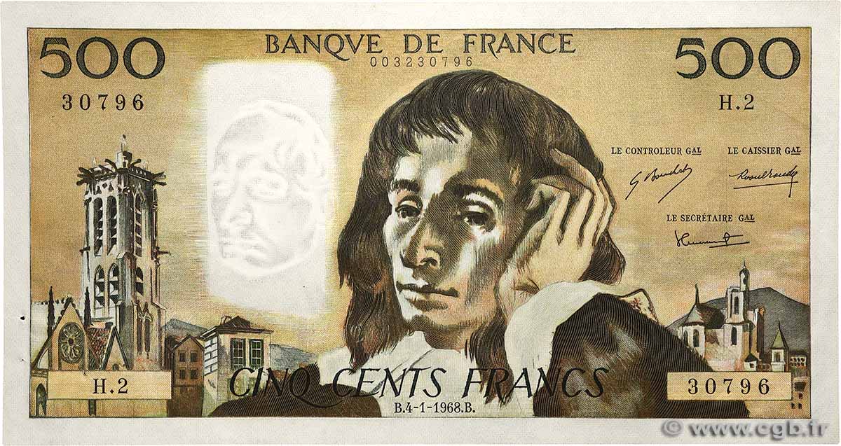 500 Francs PASCAL FRANKREICH  1968 F.71.01 VZ