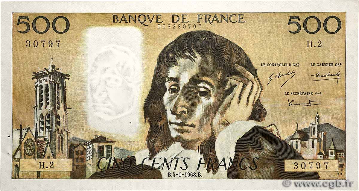 500 Francs PASCAL FRANCE  1968 F.71.01 XF