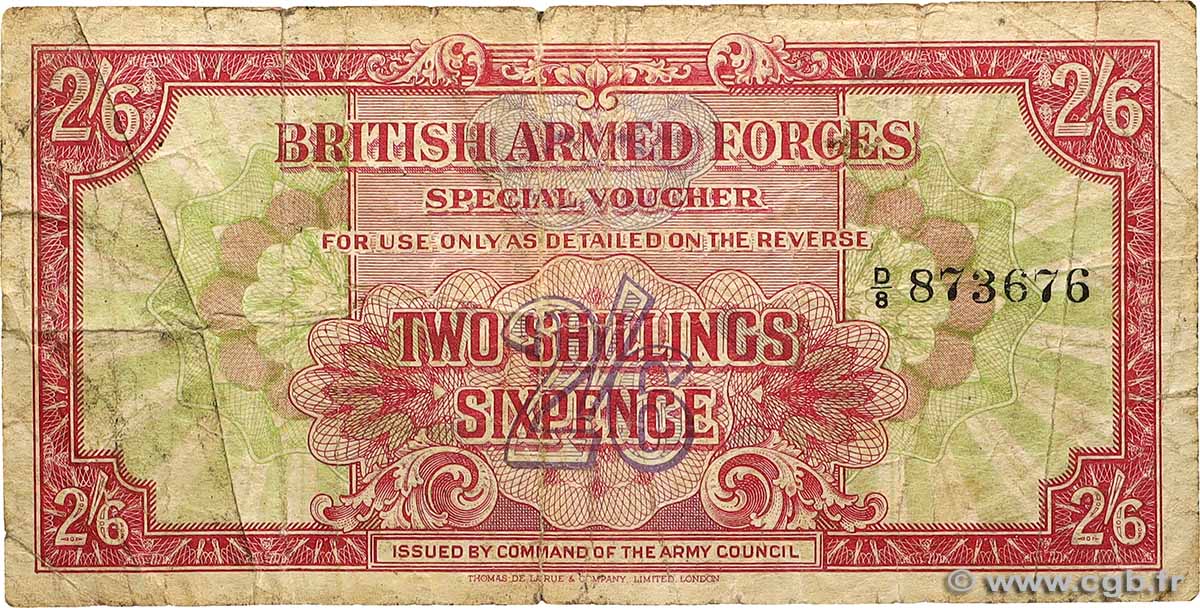 2 Shillings 6 Pence ENGLAND  1946 P.M012a G