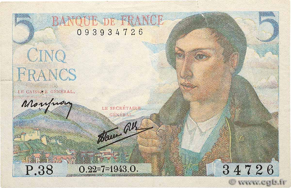 5 Francs BERGER FRANCE  1943 F.05.02 F+