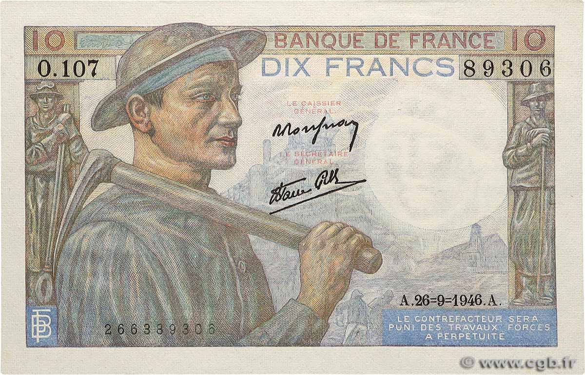 10 Francs MINEUR FRANCE  1946 F.08.15 AU
