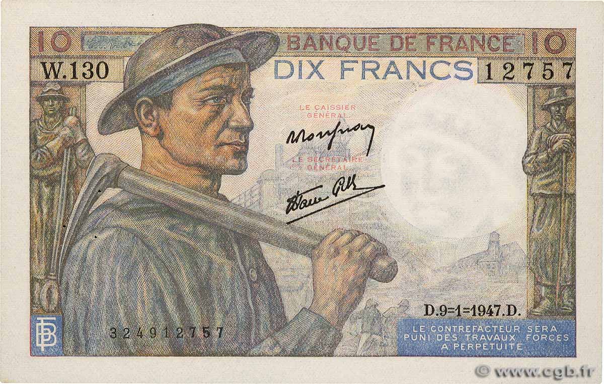10 Francs MINEUR FRANCE  1947 F.08.17 XF