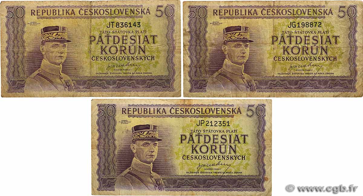50 Korun Lot TCHÉCOSLOVAQUIE  1945 P.062 B