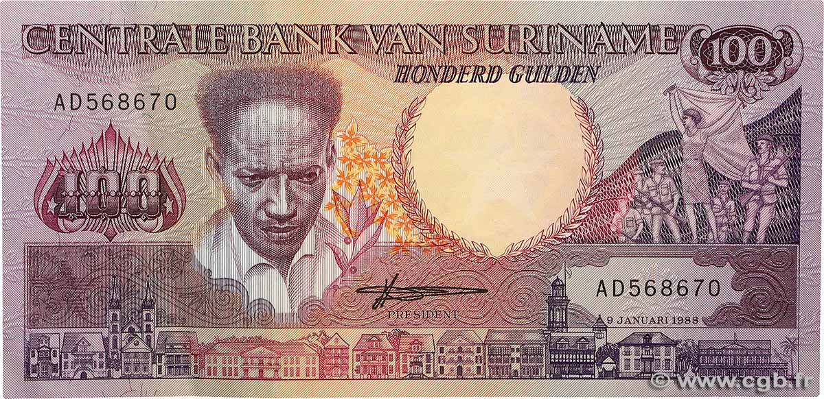 100 Gulden SURINAM  1988 P.133b XF