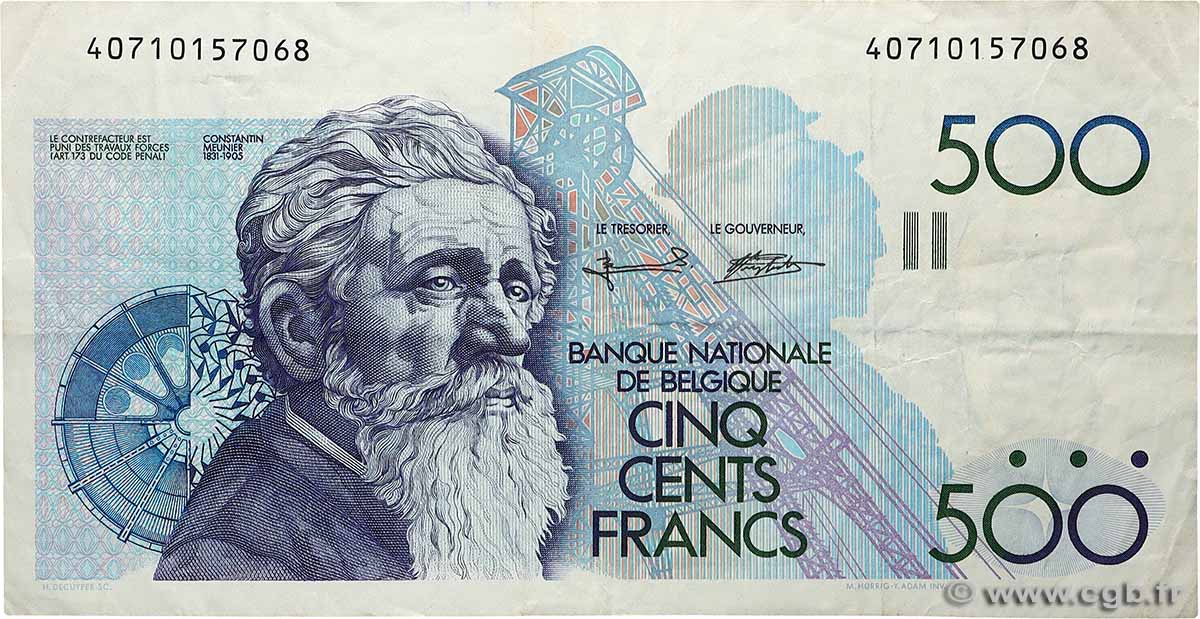500 Francs BELGIQUE  1982 P.143a TB+