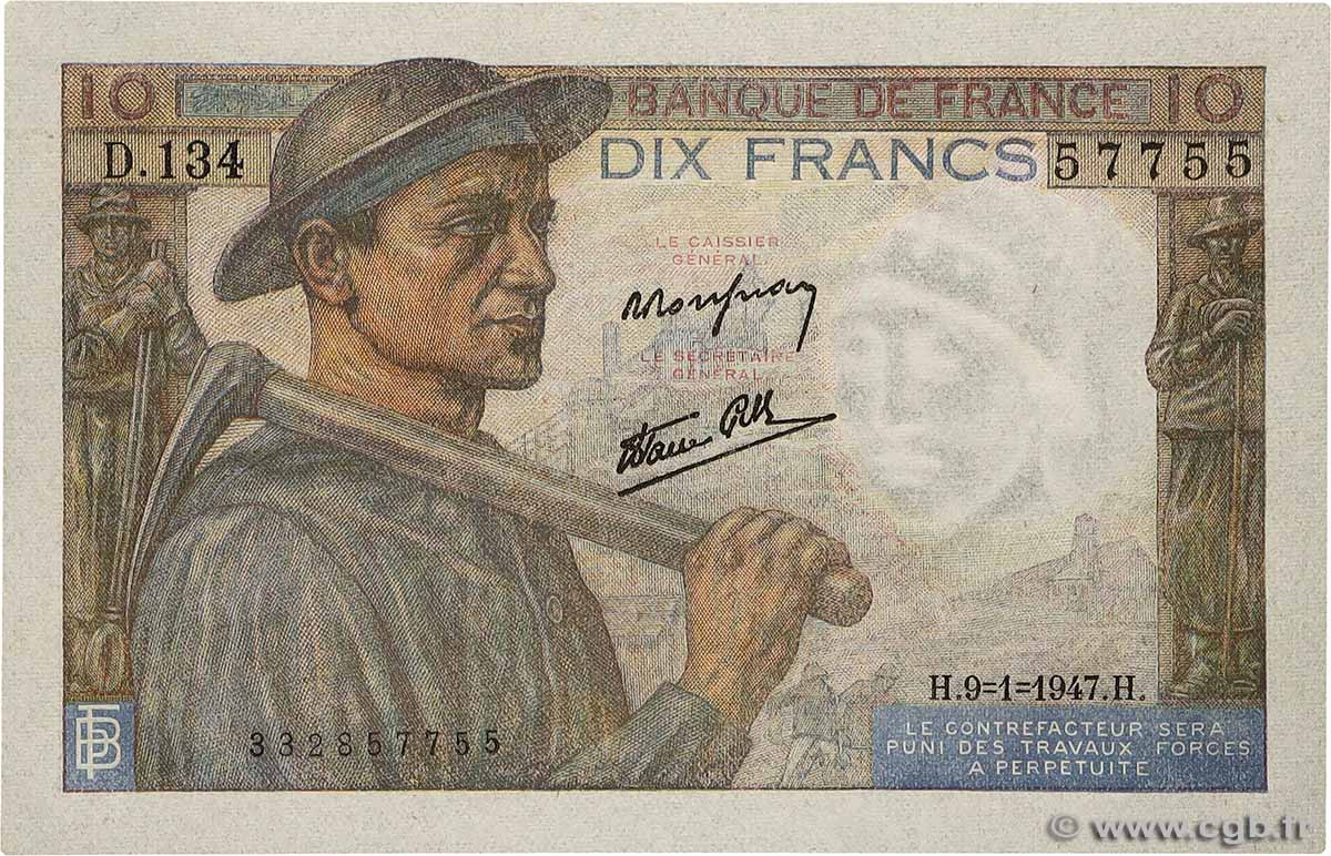 10 Francs MINEUR FRANCE  1947 F.08.17 UNC-