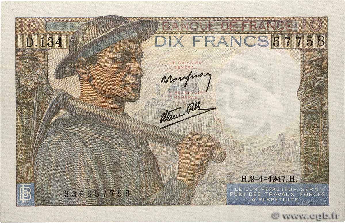 10 Francs MINEUR FRANCE  1947 F.08.17 UNC-