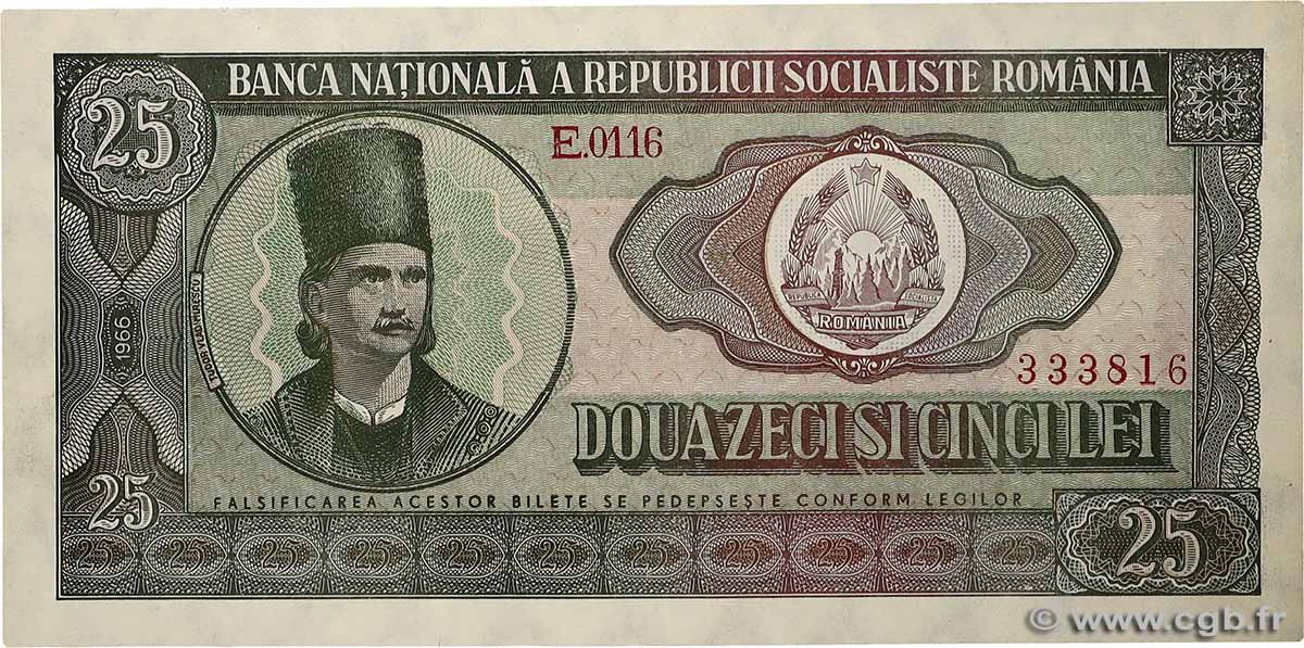 25 Lei ROMANIA  1966 P.095a XF