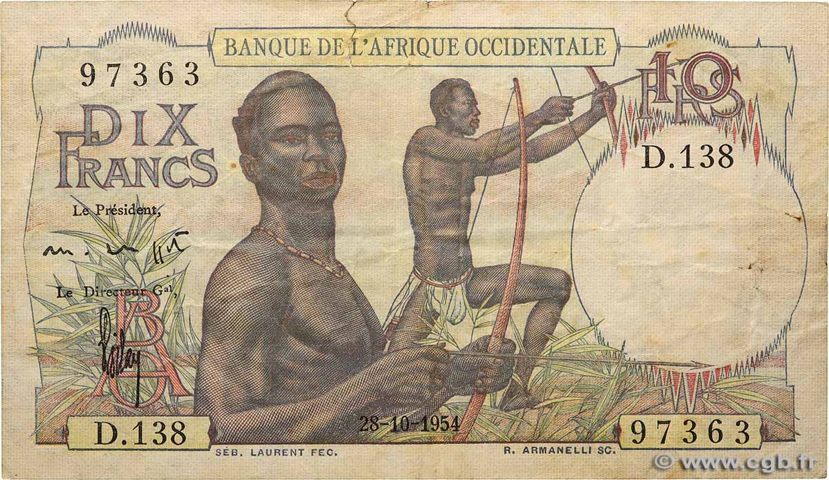 10 Francs AFRIQUE OCCIDENTALE FRANÇAISE (1895-1958)  1954 P.37 TB+