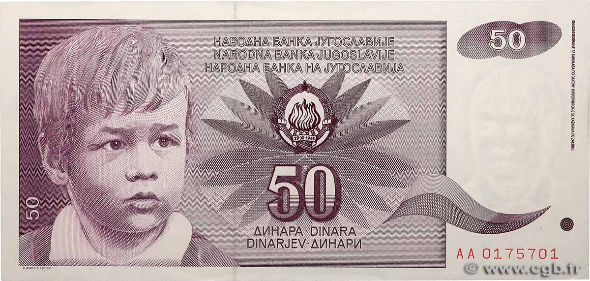 50 Dinara YOUGOSLAVIE  1990 P.104 NEUF