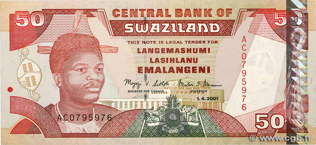 50 Emalangeni SWAZILAND  2001 P.31a NEUF
