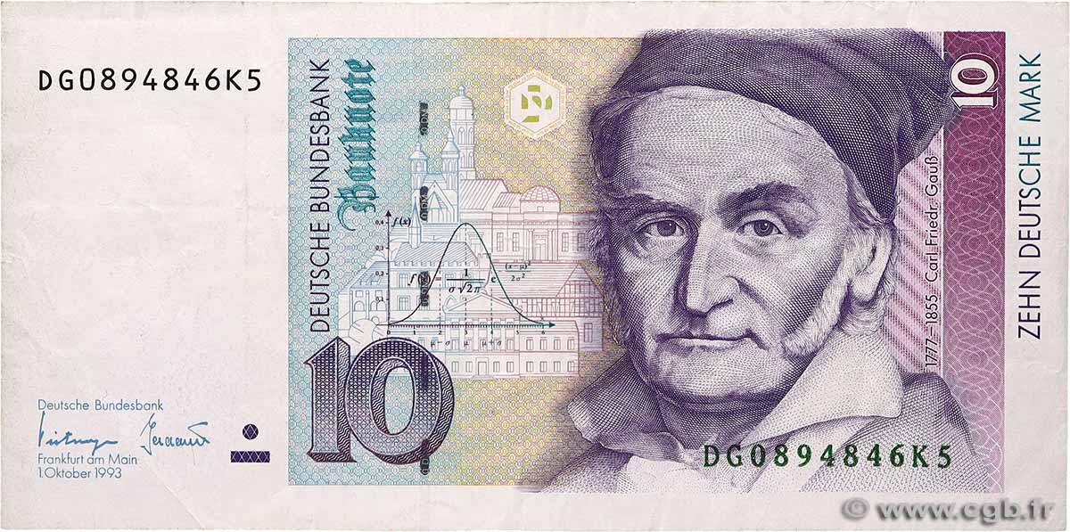 10 Deutsche Mark ALLEMAGNE FÉDÉRALE  1993 P.38c TB+