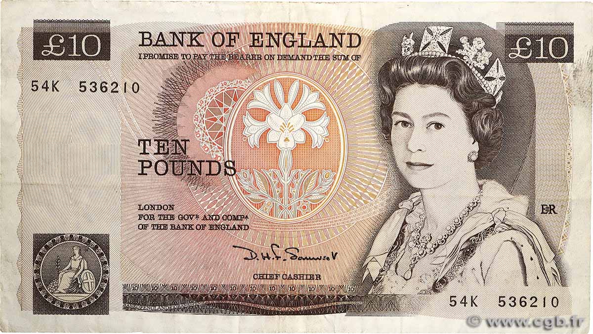 10 Pounds Fauté ENGLAND  1987 P.379b SS