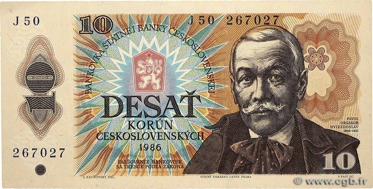 10 Korun CZECHOSLOVAKIA  1986 P.094a XF