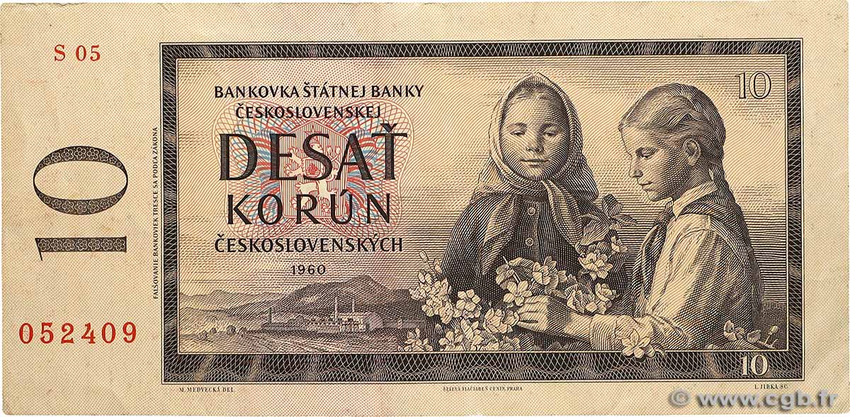 10 Korun CZECHOSLOVAKIA  1960 P.088d VF