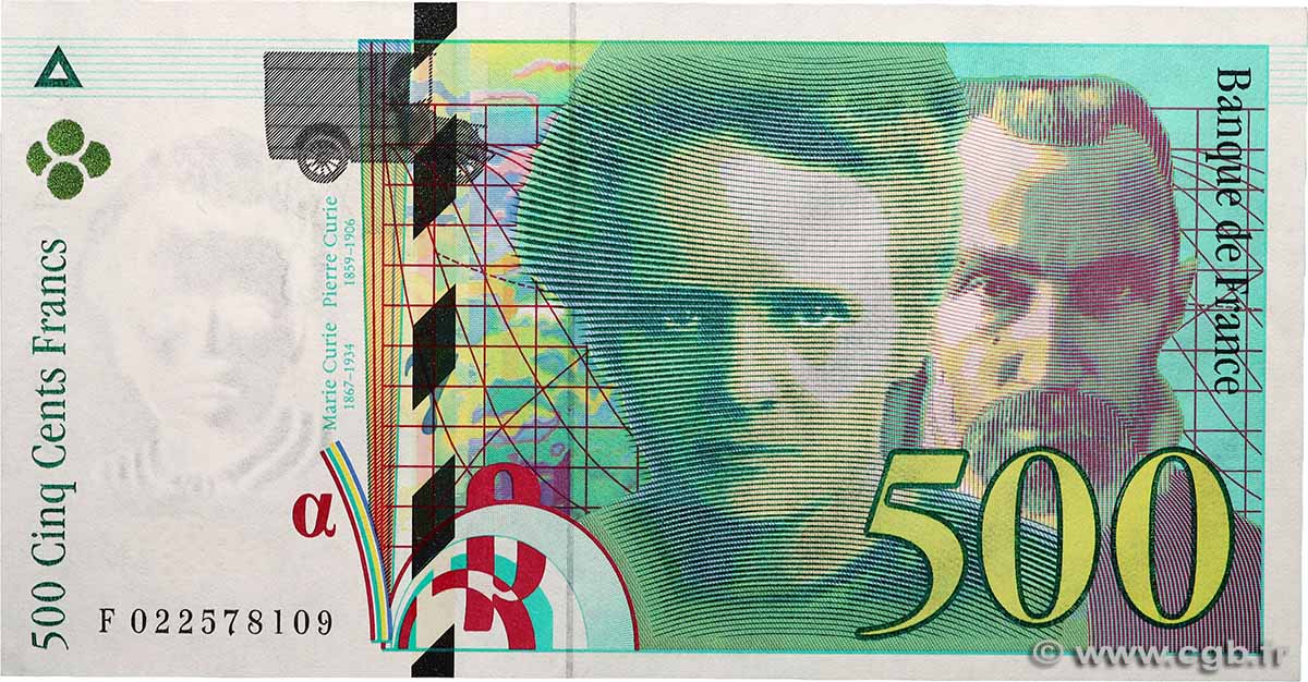 500 Francs PIERRE ET MARIE CURIE FRANKREICH  1994 F.76.01 fST+
