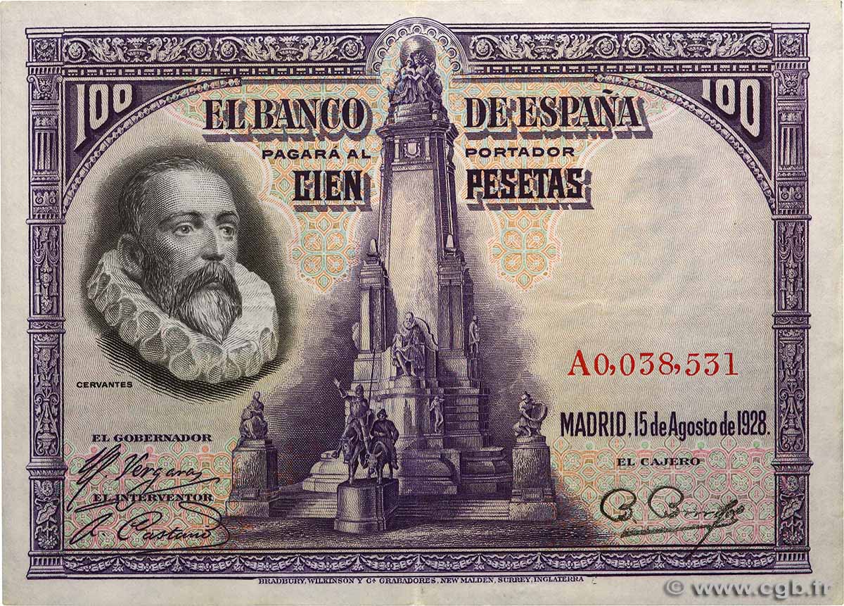 100 Pesetas ESPAÑA  1928 P.076 MBC+