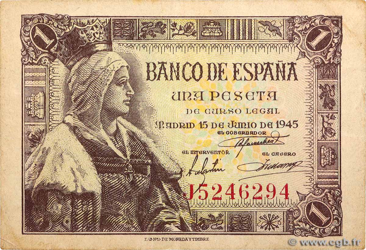 1 Peseta SPAIN  1945 P.128a VF
