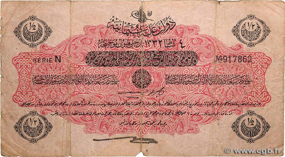 1/2 Livre TURCHIA  1913 P.098 B