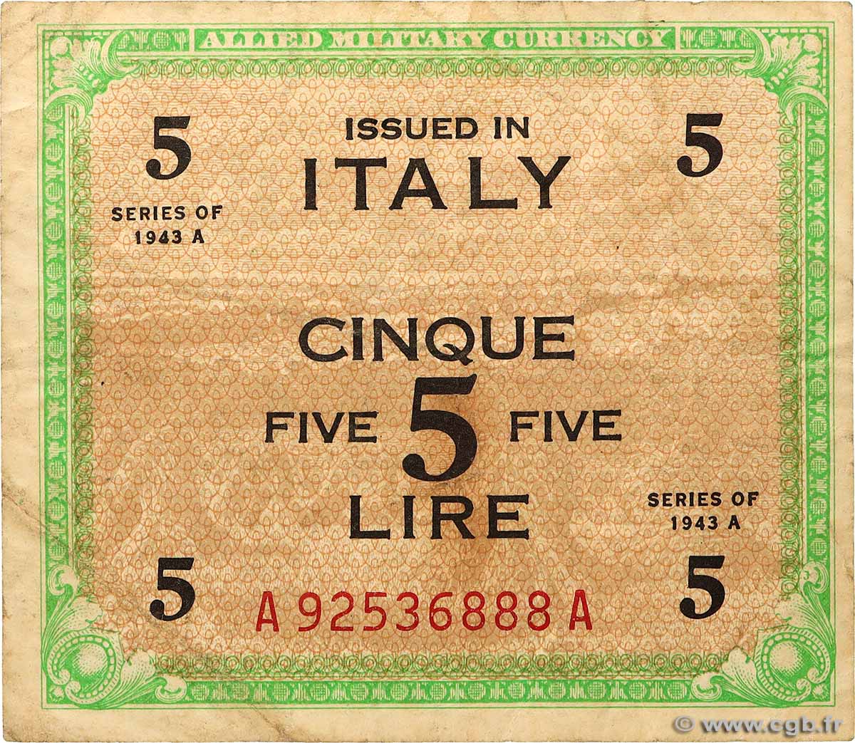 5 Lire ITALIA  1943 PM.18a BC