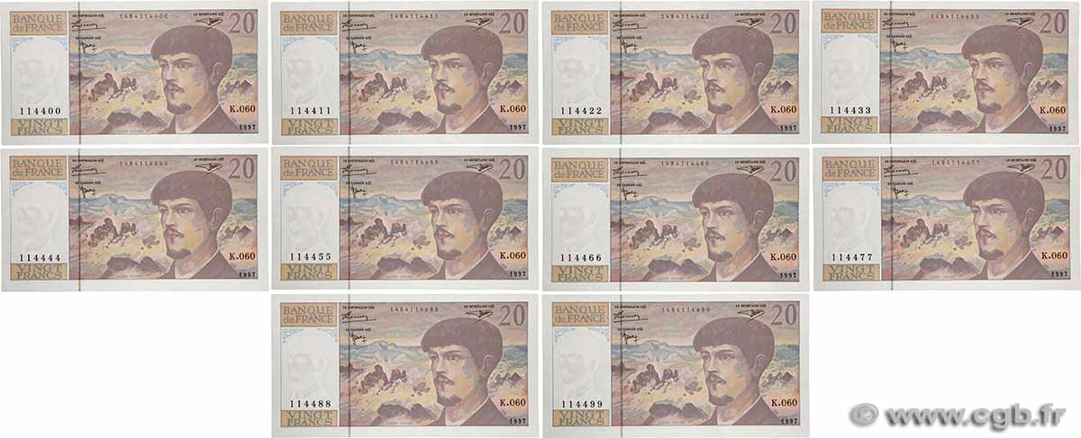 20 Francs DEBUSSY modifié Lot FRANCE  1997 F.66ter.02 pr.NEUF