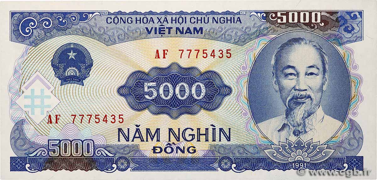 5000 Dong VIETNAM  1991 P.108a FDC