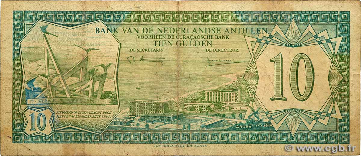 10 Gulden NETHERLANDS ANTILLES  1979 P.16a VG