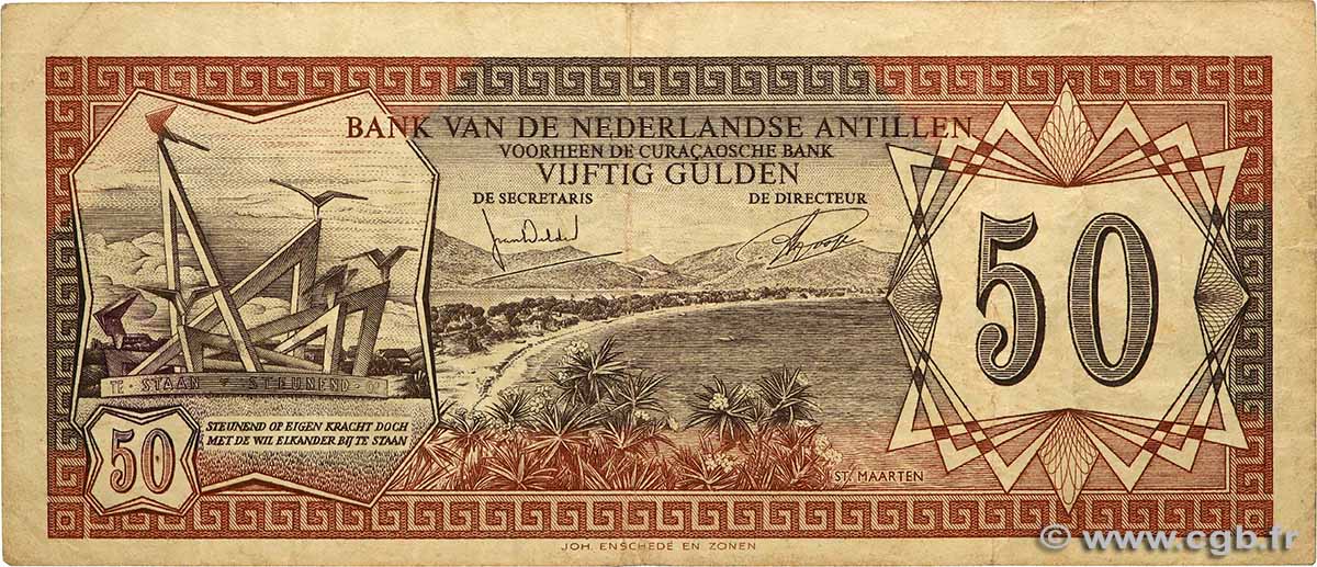 50 Gulden NETHERLANDS ANTILLES  1972 P.11b BC