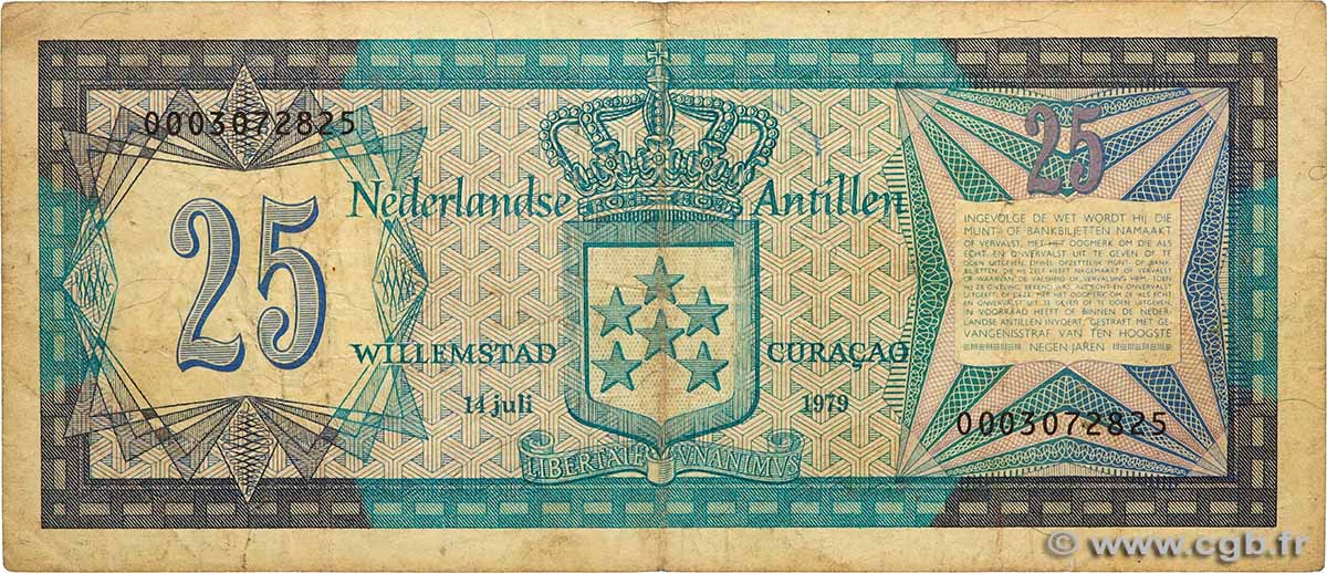 25 Gulden NETHERLANDS ANTILLES  1979 P.17 BC