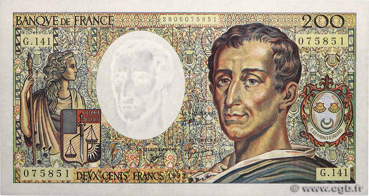 200 Francs MONTESQUIEU FRANCE  1992 F.70.12c NEUF