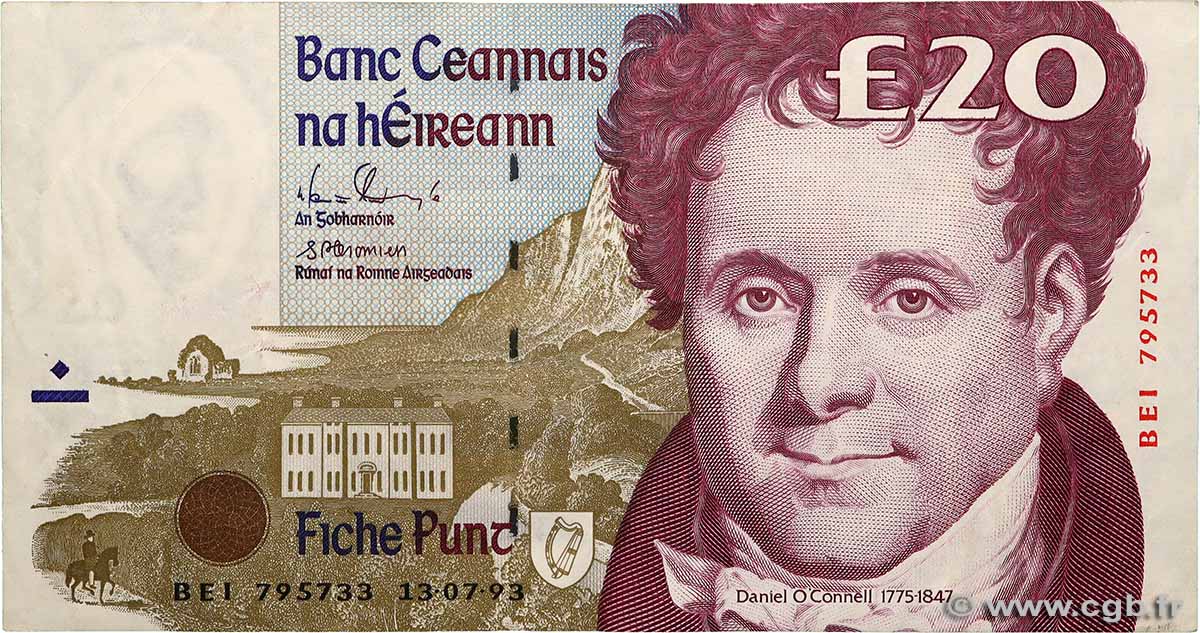 20 Pounds IRELAND REPUBLIC  1993 P.077a F+