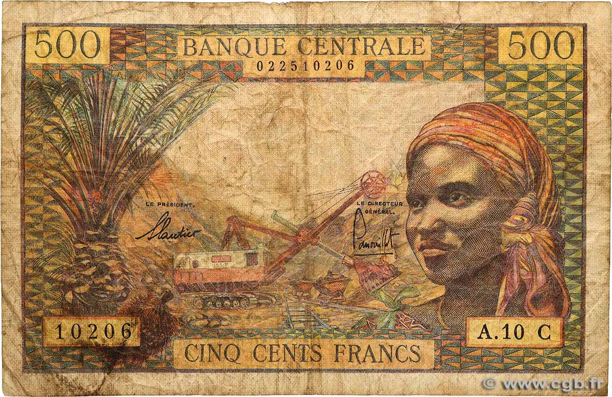 500 Francs type 1963C CONGO  1966 A.208b G