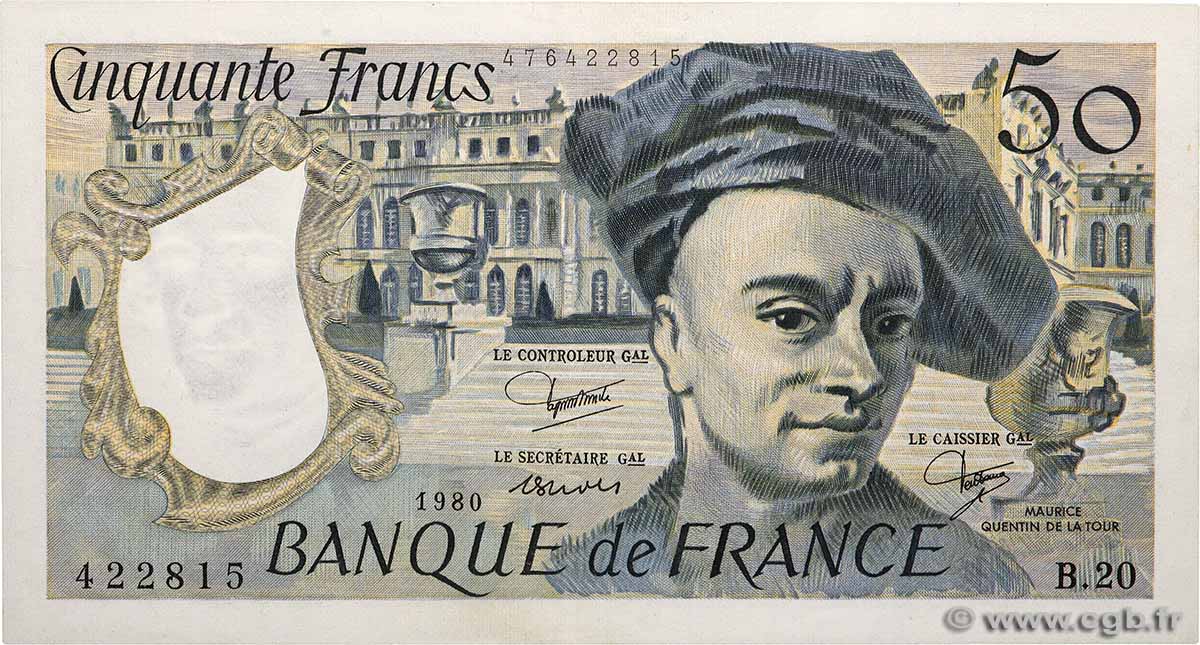 50 Francs QUENTIN DE LA TOUR FRANKREICH  1980 F.67.06 fST+
