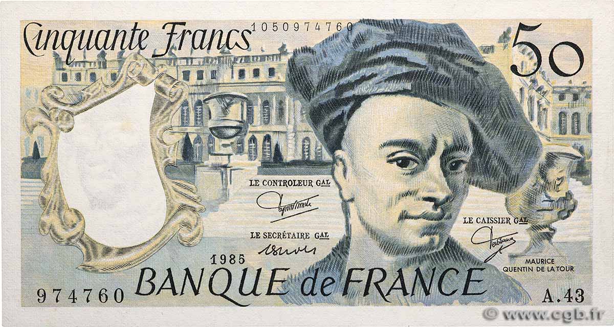 50 Francs QUENTIN DE LA TOUR FRANKREICH  1985 F.67.11 fST