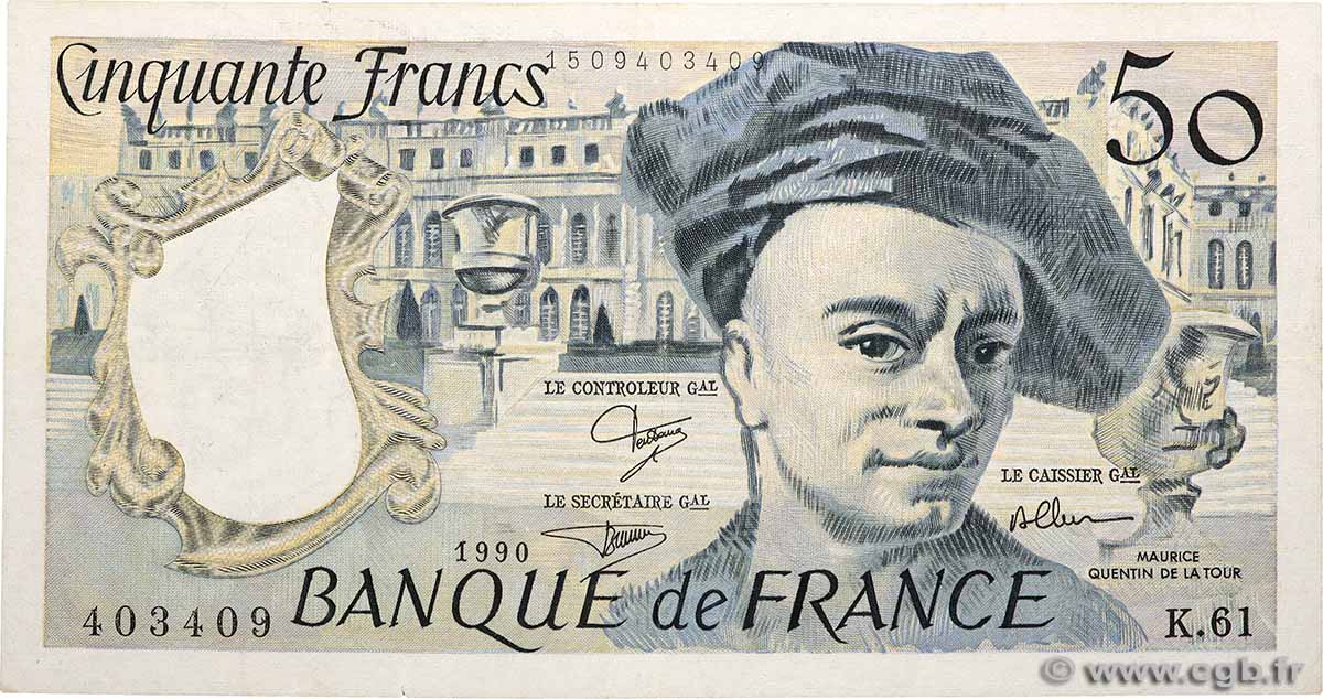 50 Francs QUENTIN DE LA TOUR FRANKREICH  1990 F.67.16 fVZ