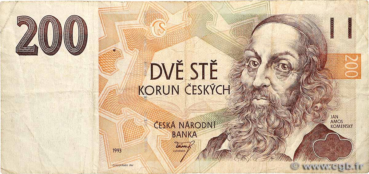 200 Korun RÉPUBLIQUE TCHÈQUE  1993 P.06a TB