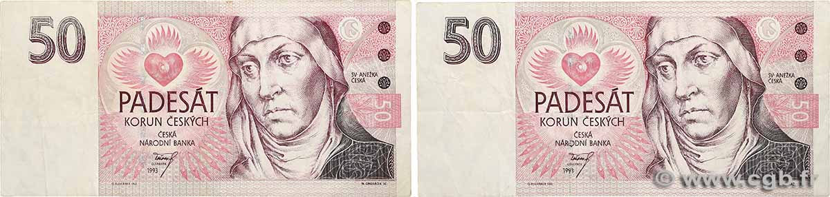50 Korun Lot CZECH REPUBLIC  1993 P.04 F+
