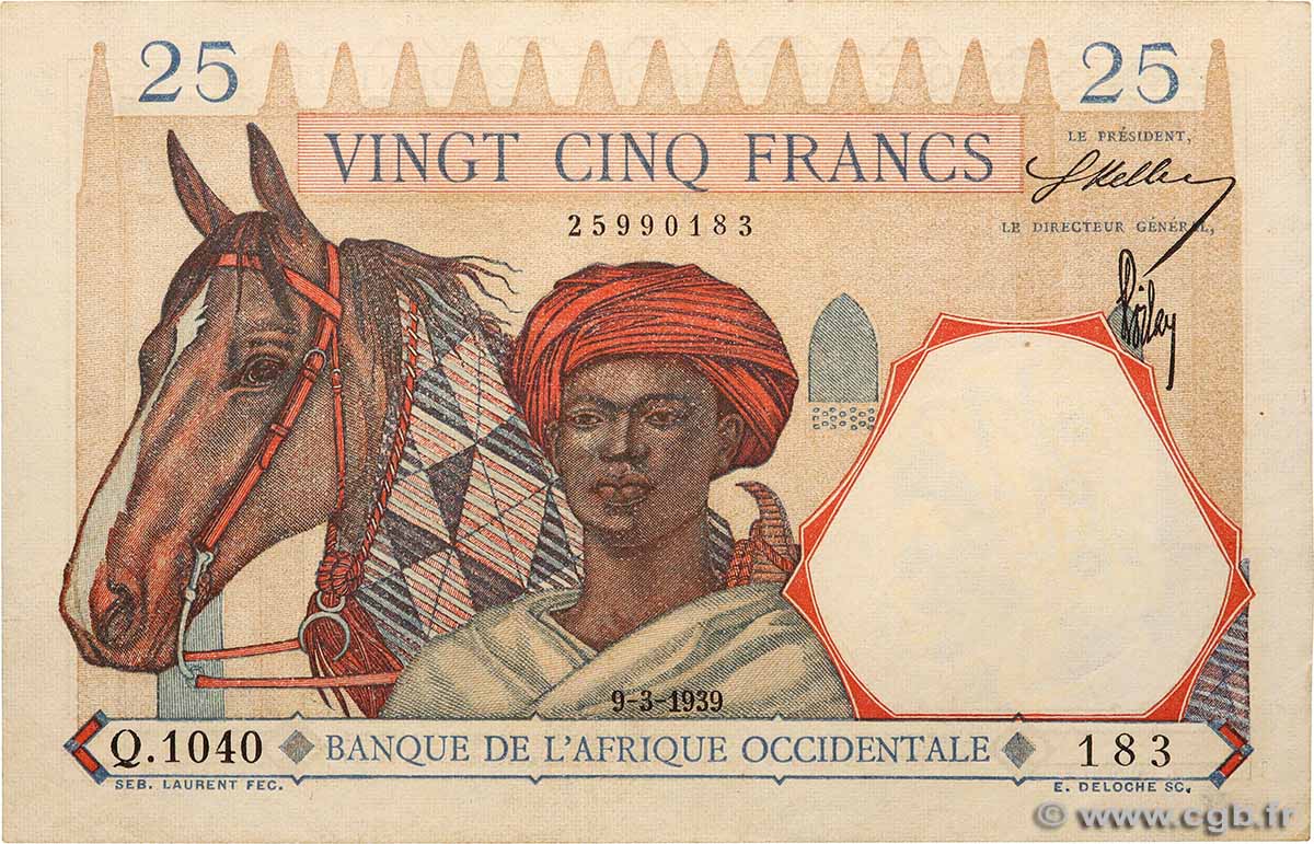 25 Francs AFRIQUE OCCIDENTALE FRANÇAISE (1895-1958)  1939 P.22 SUP