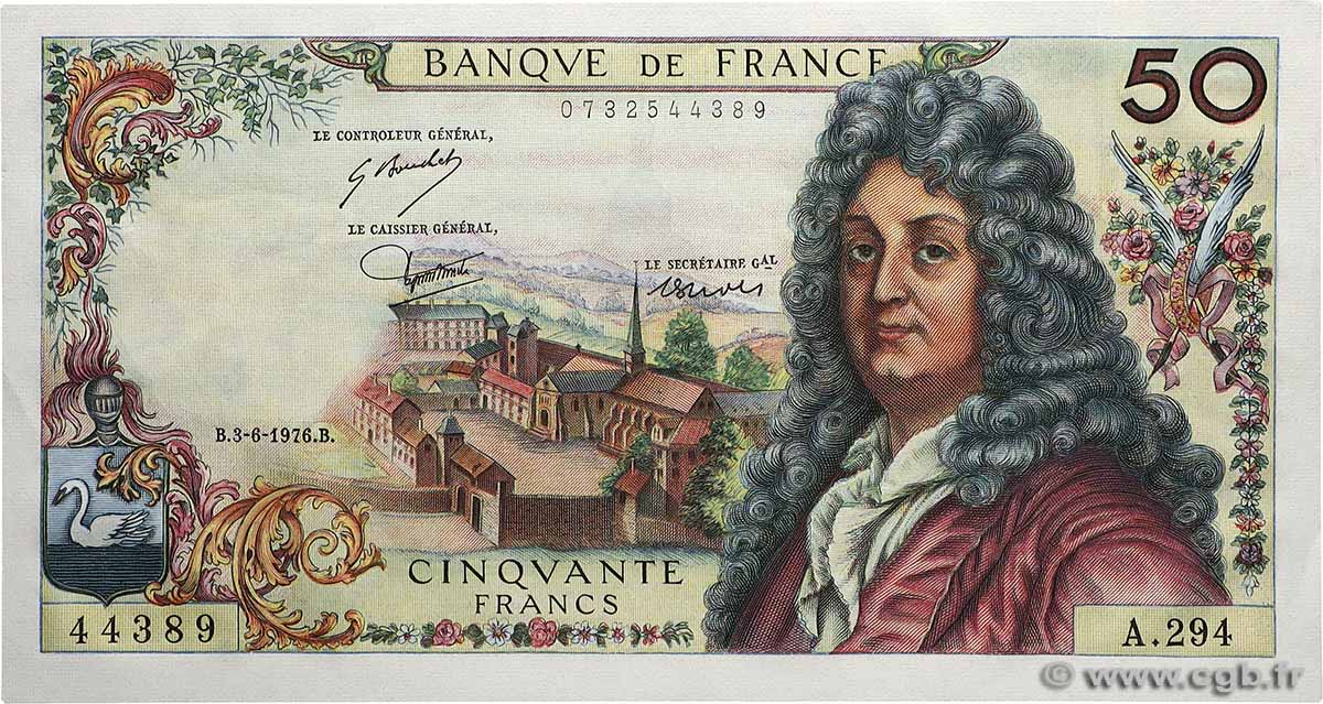 50 Francs RACINE FRANCE  1976 F.64.33 UNC-