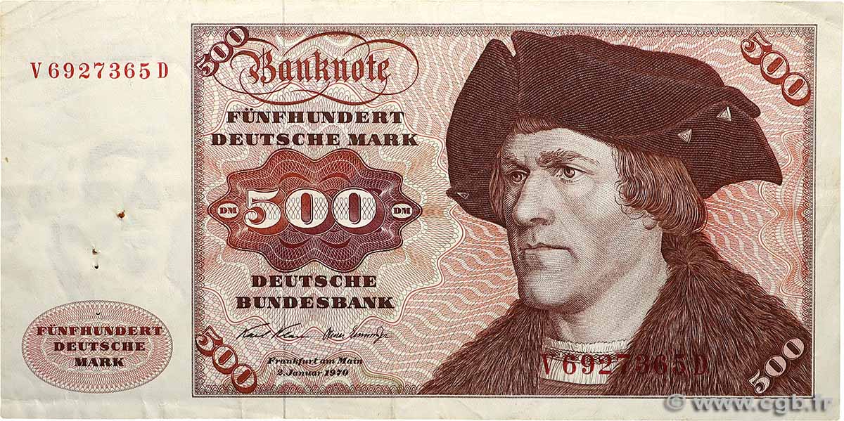 500 Deutsche Mark GERMAN FEDERAL REPUBLIC  1970 P.35a fVZ