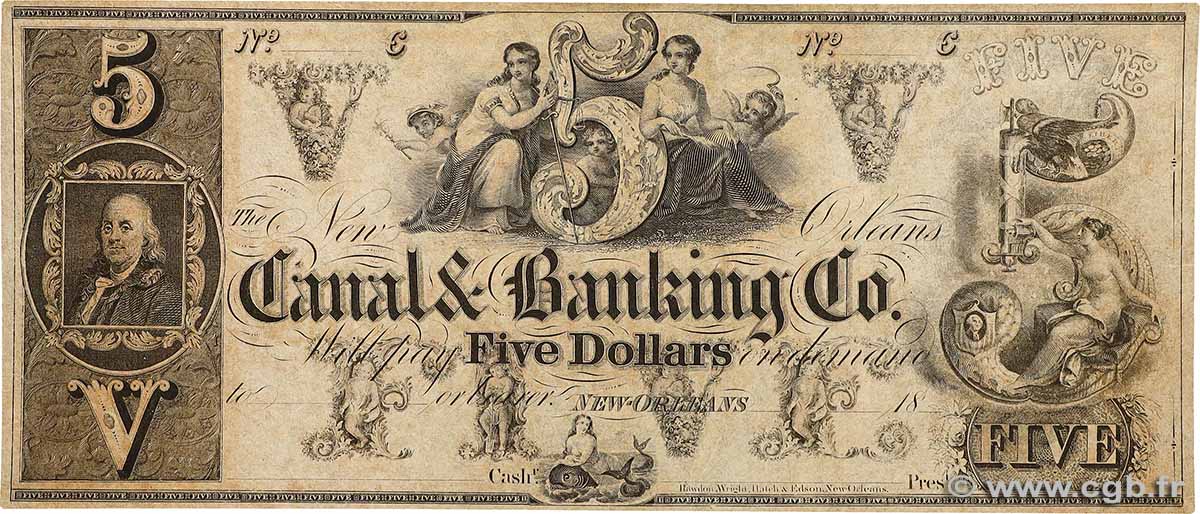 5 Dollars Non émis UNITED STATES OF AMERICA New Orleans 1850  UNC