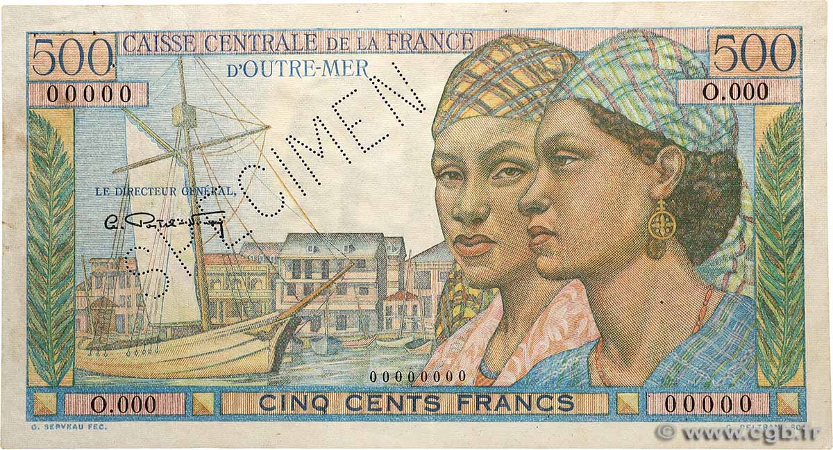 500 Francs Pointe à Pitre CCFOM Spécimen AFRIQUE ÉQUATORIALE FRANÇAISE  1947 A.134aS1 VZ+