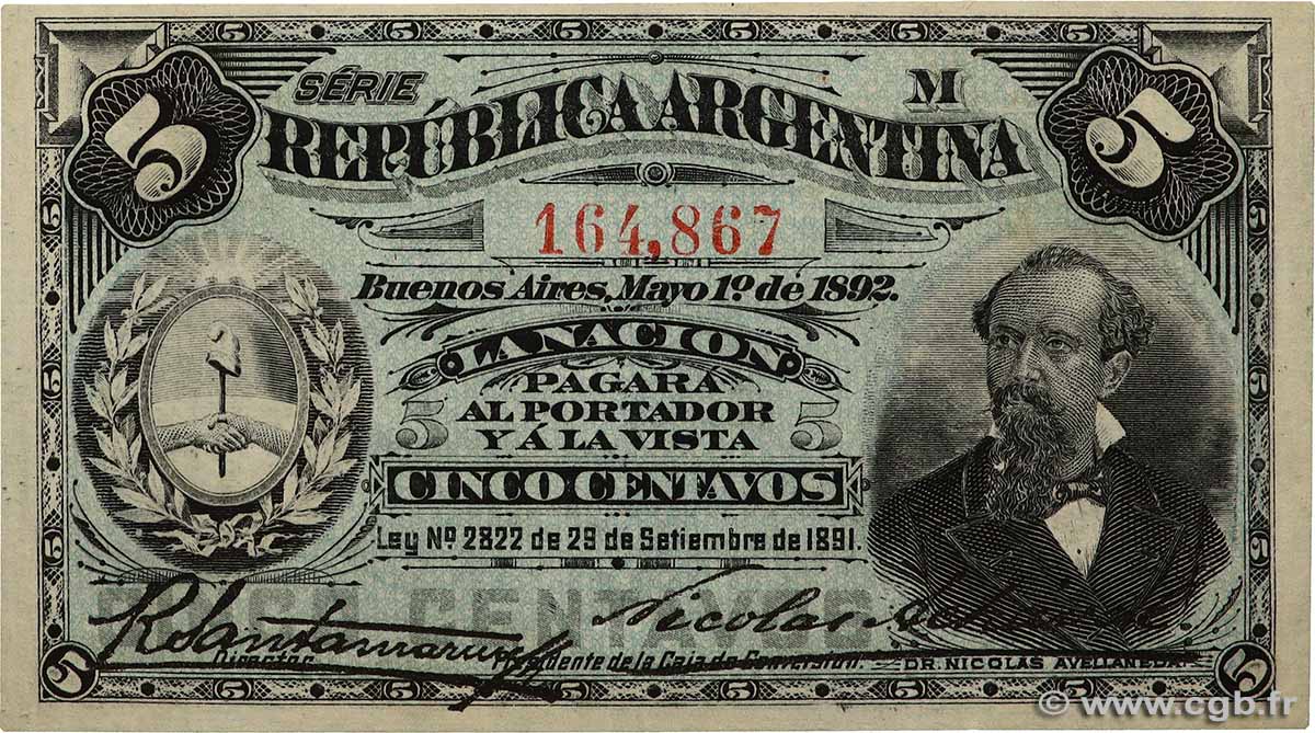 5 Centavos ARGENTINE  1892 P.213 NEUF