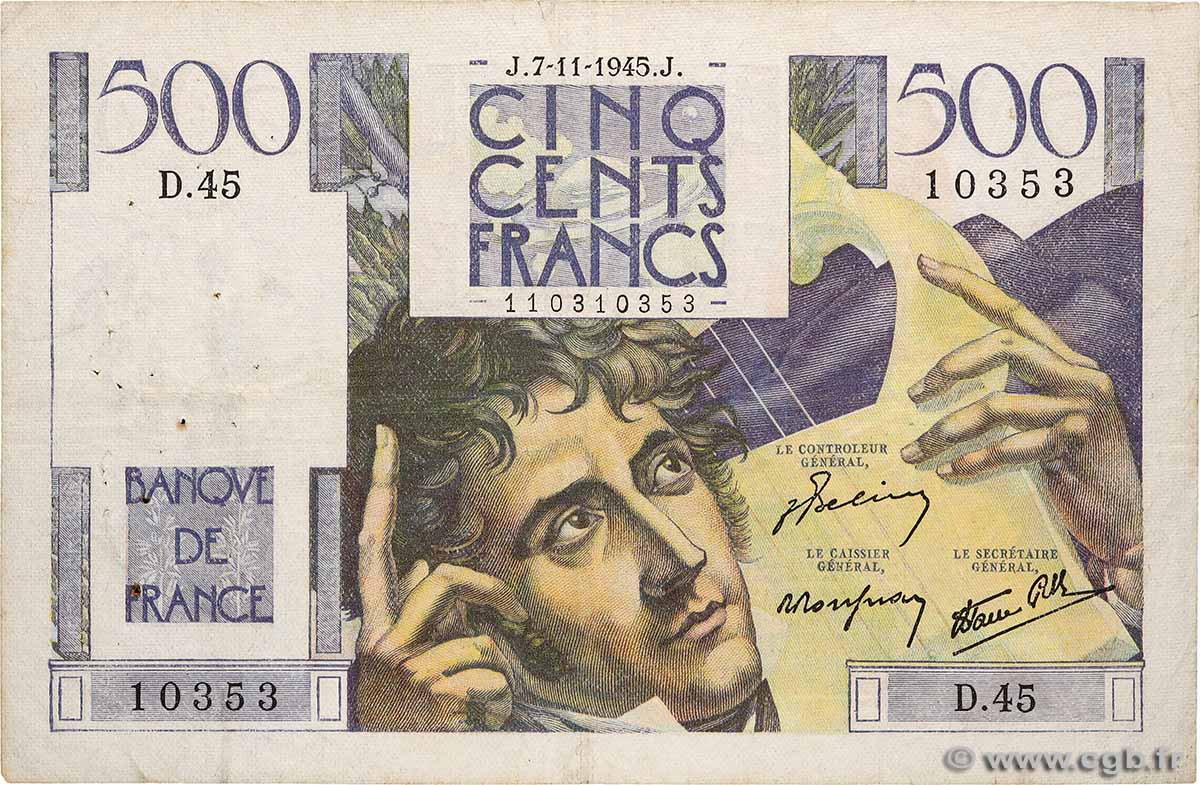 500 Francs CHATEAUBRIAND FRANKREICH  1945 F.34.03 S